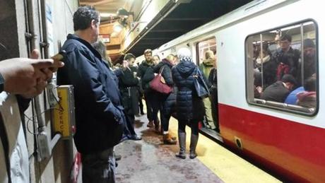 Passengers at Davis Square were among those facing delays Monday morning on the Red Line. 
