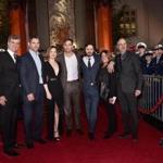 From left: Producer James Whitaker, actors Erica Bana, Holliday Grainger, Chris Pine, Casey Affleck, producer Dorothy Aufiero, and director Craig Gillespie at the film?s premiere Monday at the TCL Chinese Theater.
