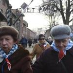 Holocaust survivors arrived at the former Auschwitz Nazi death camp in Oswiecim to attend ceremonies commemorating the people killed during World War II.