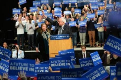 Bernie Sanders appeared at a rally in St. Paul on Tuesday. Overall, polls show him making gains against Hillary Clinton. 
