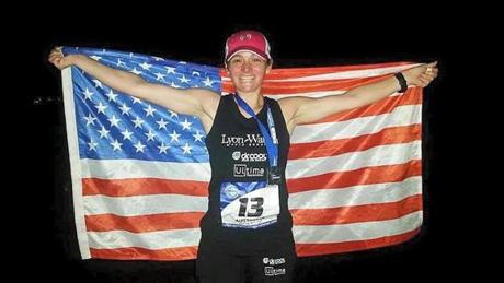 Becca Pizzi, 35, of Belmont has completed 45 marathons.
