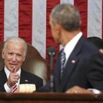 Vice President Joe Biden pointed at President Barack Obama during the president?s State of the Union address. 