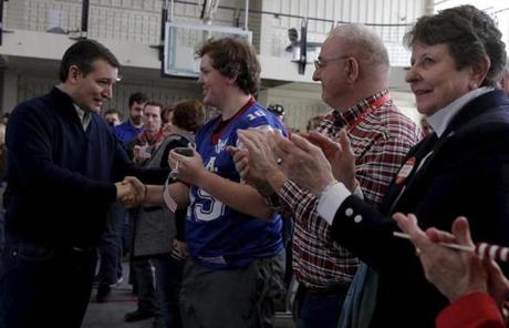 Ted Cruz greeted supporters in Jefferson, Iowa.
