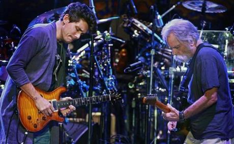 Dead & Company members John Mayer (left) and Bob Weir performing at the DCU Center in Worcester in 2015.
