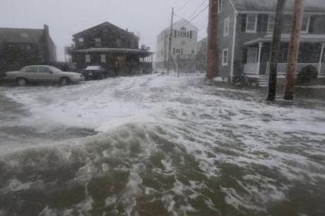The Brant Rock section of Marshfield saw flooding Monday morning as a powerful storm struck the region. 
