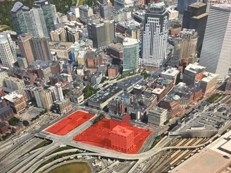 Officials are seeking developers for a 5.5-acre site along Kneeland Street near South Station that is currently home to the Veolia North America steam plant and an office building for the state Department of Transportation.
