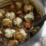 Beef and ale stew with cheddar-mustard dumplings. 