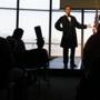 An Abraham Lincoln reenactor spoke to a crowd gathered at the Presidents' Day Family Festival at the John F. Kennedy Library and Museum in Boston on Monday.