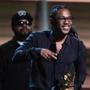 Kendrick Lamar receives the Grammy Award for the best rap album Monday night in Los Angeles.