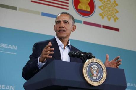 President Barack Obama spoke at a news conference in California Tuesday. 
