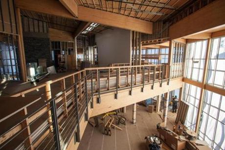 Hampshire College President Jonathan Lash is shown inside the soon-to-open Kern Building last month.
