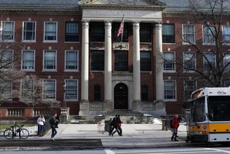 Students left Boston Latin School at the end of a school day last month.
