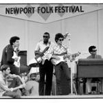 Bob Dylan (center) at the 1965 Newport Folk Festival, accompanied bykeyboardist Al Kooper, who will join in a Dylan tribute concert at the Berklee Performance Center on Feb. 28.