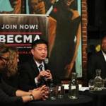 With members of his executive cabinet, School Superintendent Tommy Chang spoke about the state of Boston public education at Darryl's Corner Bar & Kitchen on Monday.