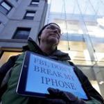 Peter Brockmann participated in a rally Tuesday against a court order that requires Apple to unlock the iPhone of one of the San Bernardino, Calif., shooters.