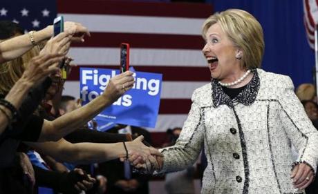 Democratic presidential candidate Hillary Clinton greeted supporters in Columbia, S.C. 

