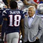 Patriots owner Bob Kraft shook hands with players before the start of a preseason game last year.