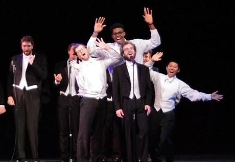 Yale basketball player Brandon Sherrod is shown in an undated Yale University photo performing with the Whiffenpoofs. In 2014-15, he took a season off from basketball to participate in the singing group. (Photo: Yale University) 

