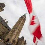 A Canadian flag waved on Parliament Hill in Ottawa. 