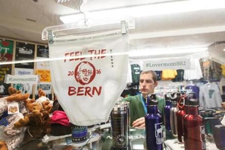 On the day after Super Tuesday, passersby could be seen gawking, snapping photos, or shaking their heads at the Lovermont802 gift shop in Burlington, Vermont. 
