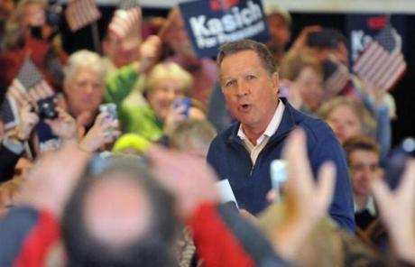 John Kasich spoke at a rally in Michigan.
