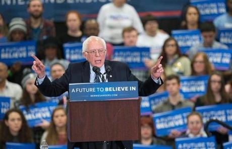 Sen. Bernie Sanders spoke ahead of the debate in Michigan.
