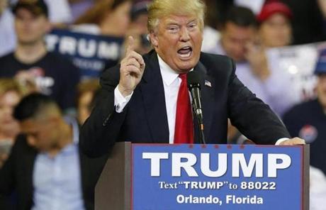Donald Trump at a campaign rally in Orlando, Fla.
