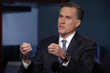 Mitt Romney is interviewed by Neil Cavuto during his 