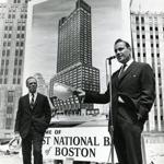 Mr. Hill (right) spoke at a Boston ground-breaking for the First National Bank building with then-Mayor Kevin White. ?He really cares about the city,?? the mayor said of Mr. Hill.