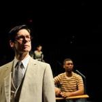Stephen Thorne (front), Jude Sandy, and Rebecca Gibel in Trinity Repertory Company?s ?To Kill a Mockingbird.? 