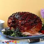 Ham with red-currant glaze. 