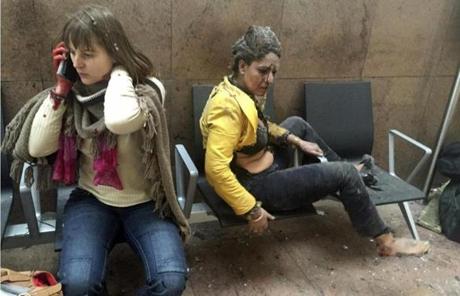 Injured women were seen in Brussels Airport
