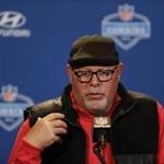 Arizona Cardinals head coach Bruce Arians speaks during a press conference at the NFL football scouting combine in Indianapolis, Wednesday, Feb. 24, 2016. (AP Photo/Michael Conroy)