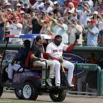 David Ortiz was carted off the field after his last spring training baseball game. 