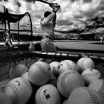 Fort Myers- Feb 28, 2016- globe photo by Stan Grossfeld- For Globe Magazine only- Red Sox jack of all trades Brock Holt loosens up before taking live batting practice at Fenway South. (Shot in infrared)
