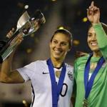 Carli Lloyd (left) and Hope Solo are two of five players who have filed a complaint against US Soccer over wage discrimination.