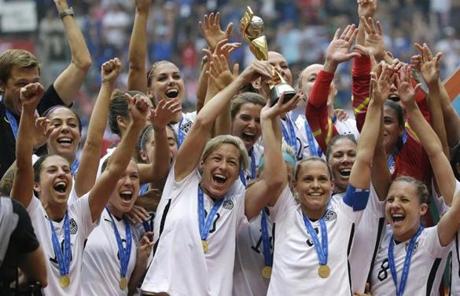 The US women?s national soccer team celebrated after winning the World Cup last year. 
