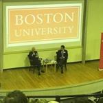 Gay Talese and Thomas Fiedler, who is the dean of Boston University?s college of communication.