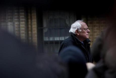 Bernie Sanders held a rally outside his childhood in Brooklyn on Friday.
