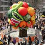 Artist Choi Jeong Hwa?s 23-foot-tall ?Fruit Tree? was inflated at Faneuil Hall, part of the Museum of Fine Arts? ?Megacities Asia? exhibit.