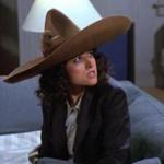 Elaine (Julia Louis-Dreyfus) wearing the Urban Sombrero on ?Seinfeld.?