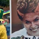 Proimpeachment protesters rallied in Sao Paulo near a poster depicting President Dilma Rousseff as the devil.