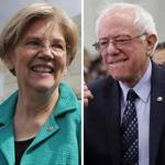 Senator Bernie Sanders (right) praised Senator Elizabeth Warren?s politics when asked about women who would be qualified for the job of vice president. 