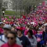 A sea of pink filled the street during the third annual 5K run for Colleen Ritzer in Andover, Massachusetts.