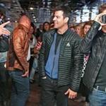New Kids Danny Wood (left) and Joey McIntyre tried on virtual reality glasses as Jordan Knight looked on.