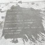 Water-repellent spray wears off in six to eight weeks, allowing poems to become visible when it rains.
