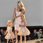 Lindsay Buchholz and daughters Colbi and Landri walk the runway at the Fairmont Copley Plaza.