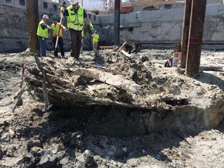 A 19th-century shipwreck was discovered at a construction site in the Seaport District.
