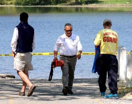 The scene near the drowning in Orleans, Massachusetts on Saturday.
