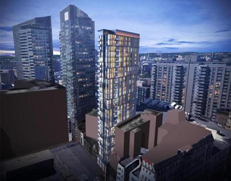 Rendering of the tower at 533 Washington Street. 
